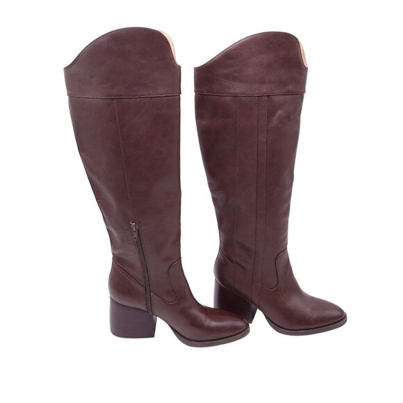 NWOB Korks Scarlet Western Boots Size 7 M Brown Leather Stacked Block Heels - Picture 5 of 7